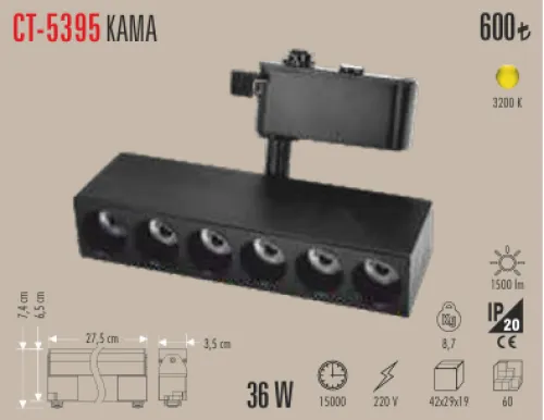 CATA KAMA RAY SPOT SİYAH 3200K