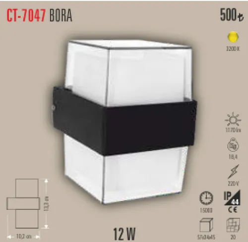 CATA BORA KARE LED APLİK 3200K