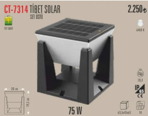 CATA TİBET SOLAR SET ÜSTÜ KARE 75W 6400K