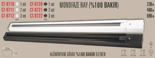 CATA ALÜMİNYUM SPOT RAY 1 MT LİK SİYAH