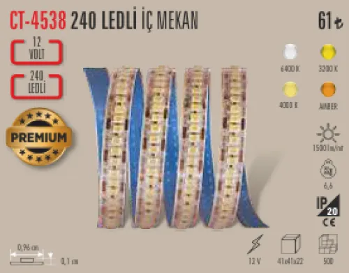 CATA 240 LEDLİ İÇ MEKAN ŞERİT LED 5 MT 3200K