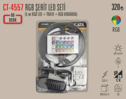 CATA RGB ŞERİT LED SETİ 5 MT ADAPTÖRLÜ