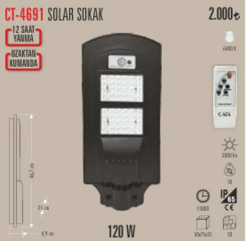 CATA 120W SOLAR SOKAK LAMBASI