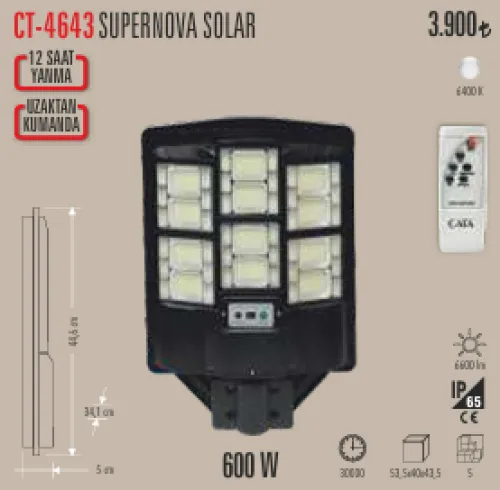 CATA 600W SOLAR SOKAK LAMBASI